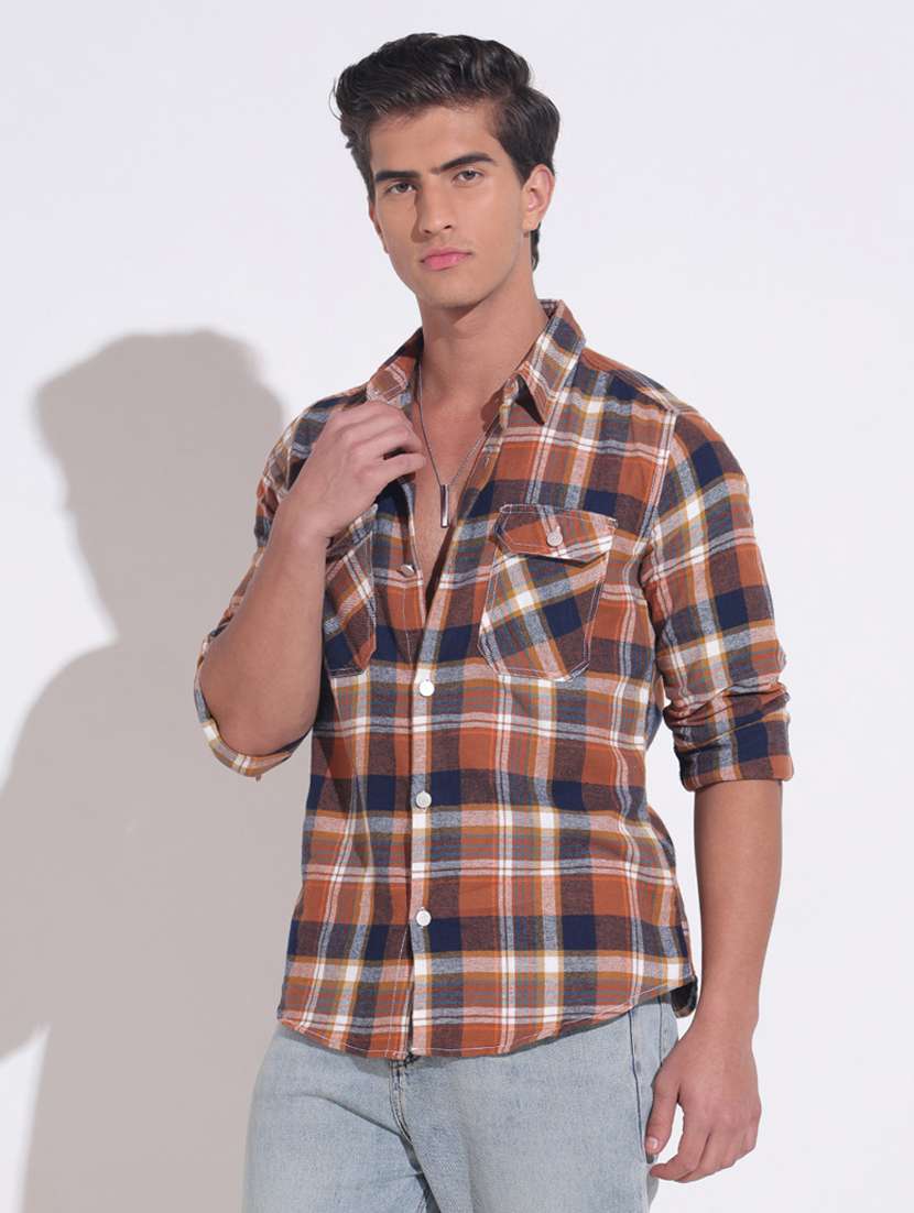 men checkered long sleeve regular fit shacket - 22396207 -  Standard Image - 2