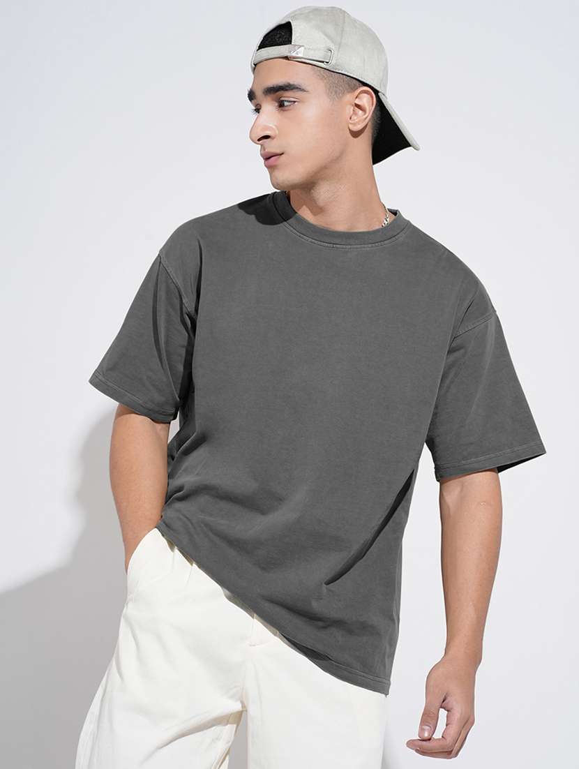 men solid short sleeve oversized t-shirt