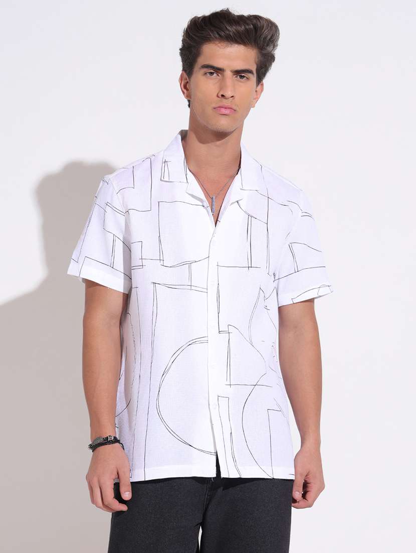 men printed short sleeve regular fit casual shirt - 22396259 -  Standard Image - 2