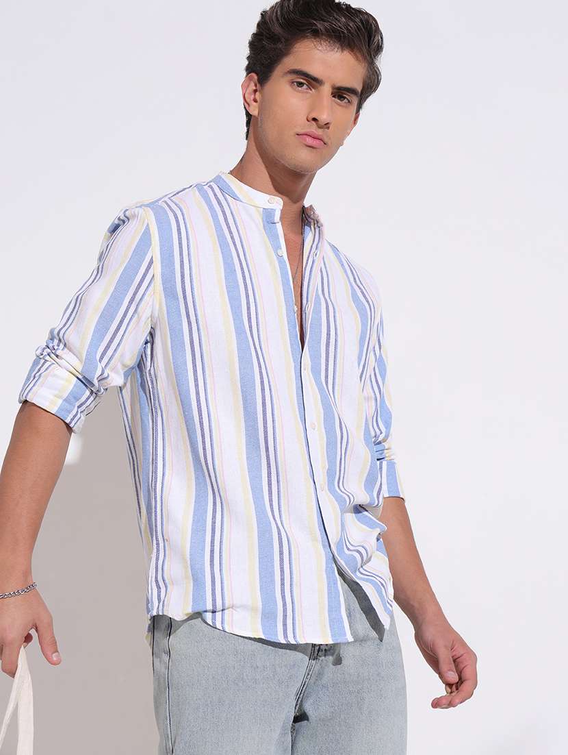 men striped long sleeve regular fit casual shirt - 22396263 -  Standard Image - 2