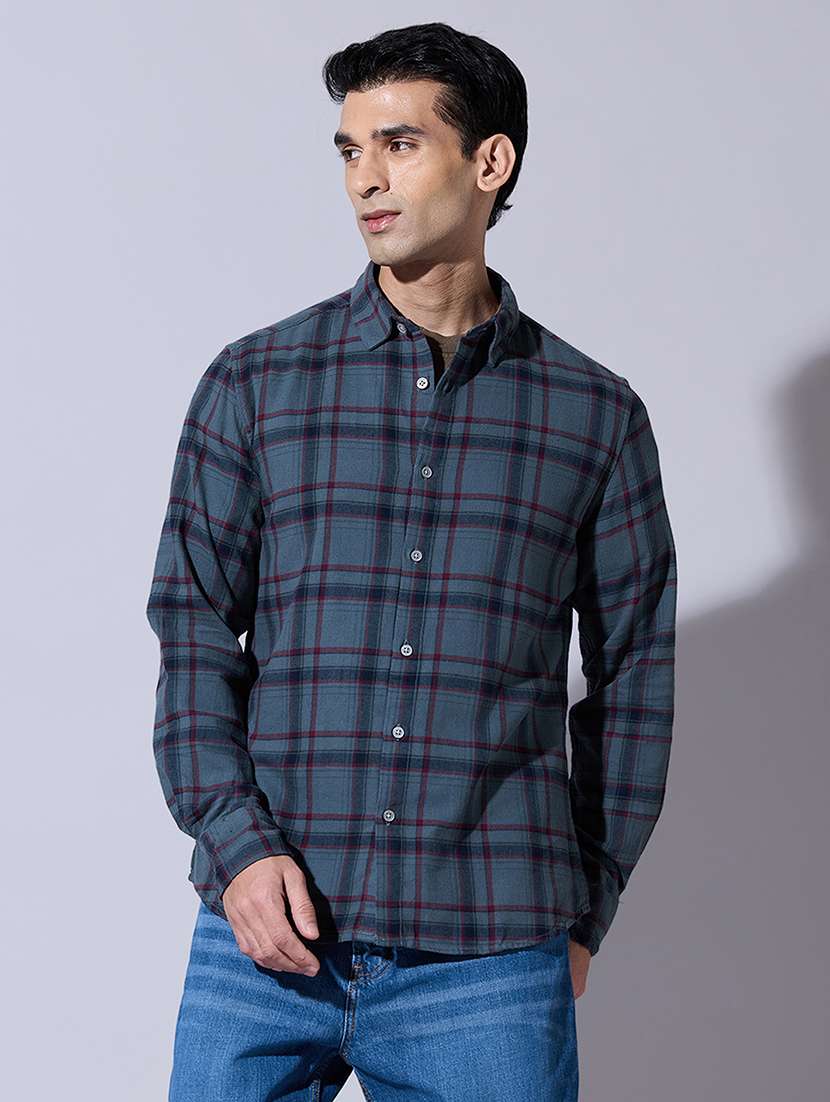 men checkered long sleeve regular fit casual shirt - 22396265 -  Standard Image - 2