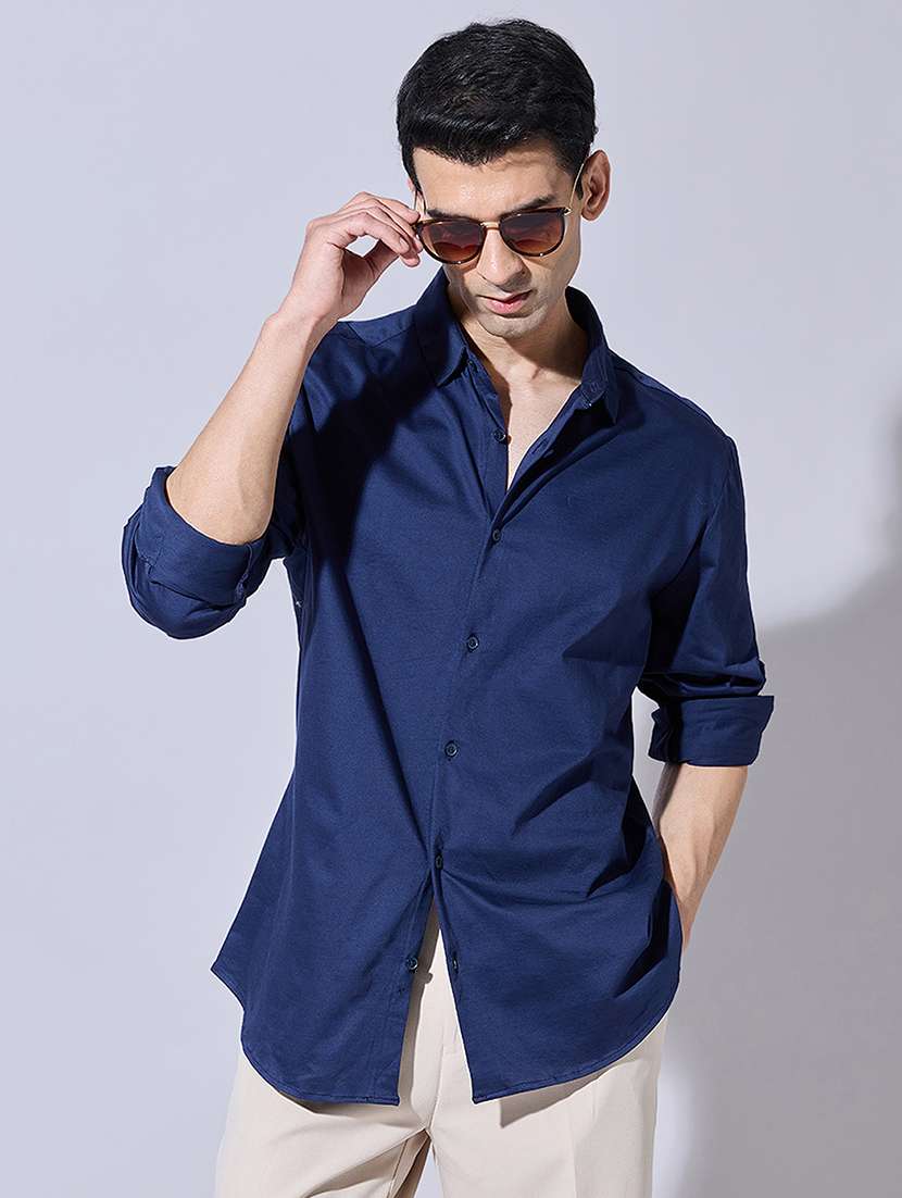 men solid long sleeve regular fit casual shirt