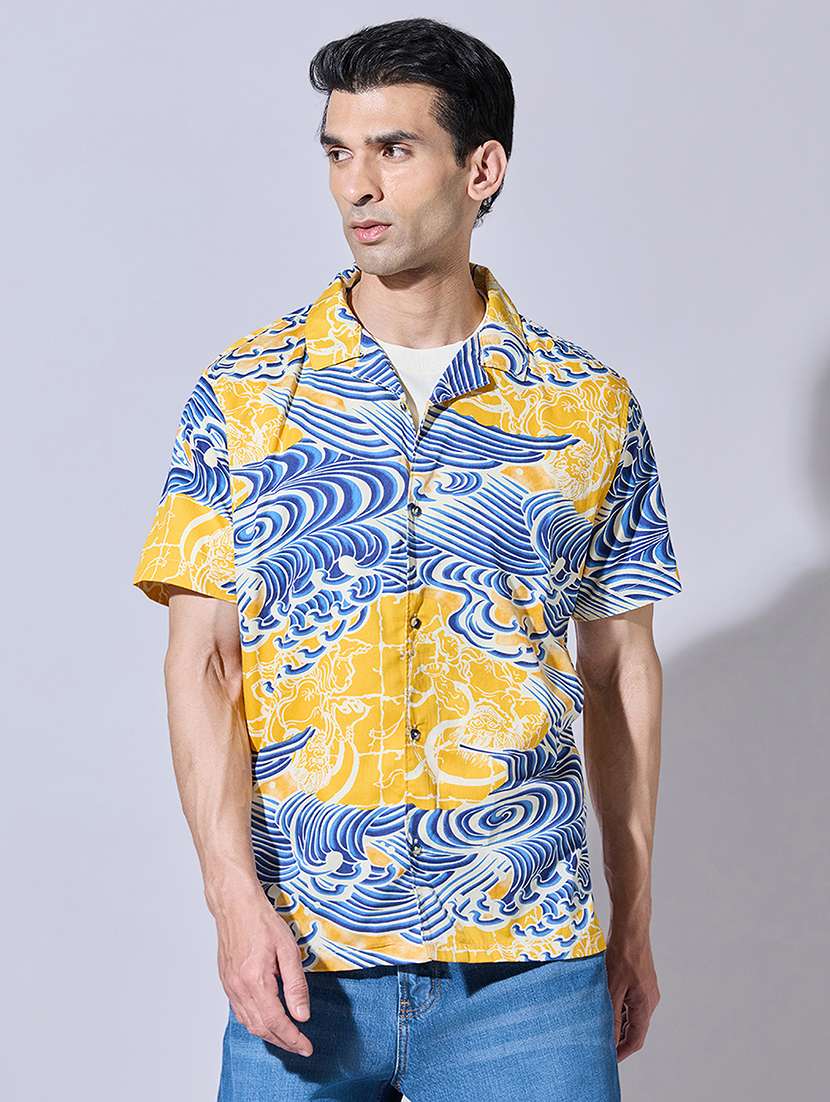men printed short sleeve regular fit casual shirt - 22396278 -  Standard Image - 2