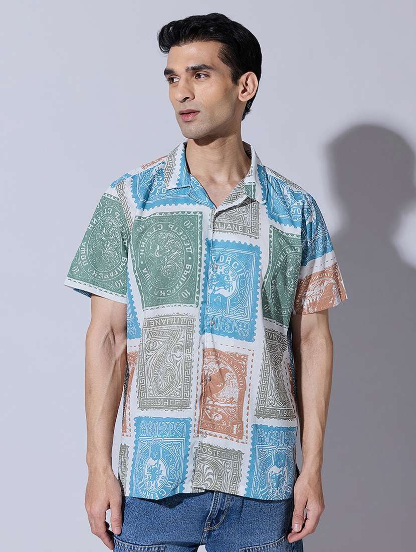 men printed short sleeve regular fit casual shirt - 22396281 -  Standard Image - 2