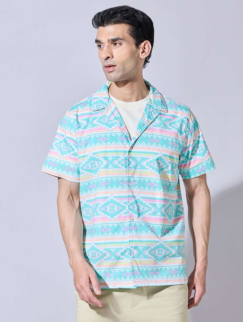 men printed short sleeve regular fit casual shirt - 22396282 -  Standard Image - 2