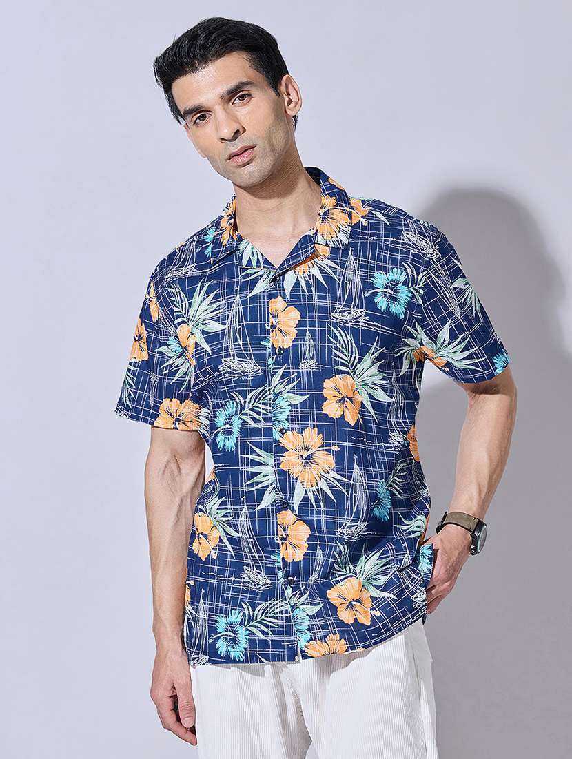 men printed short sleeve regular fit casual shirt - 22396285 -  Standard Image - 2