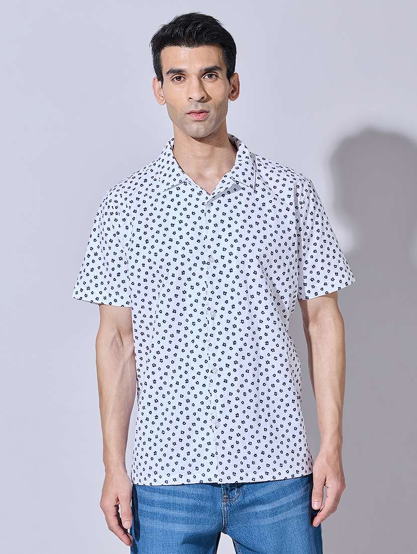 men printed short sleeve regular fit casual shirt - 22396286 -  Standard Image - 2