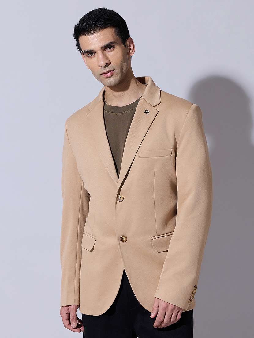 men solid lapel collar single breasted blazer - 22396293 -  Standard Image - 2