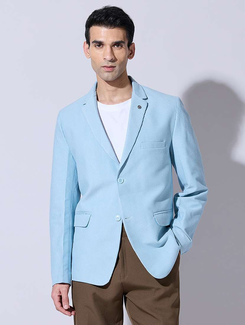 men solid lapel collar single breasted blazer - 22396298 -  Standard Image - 2