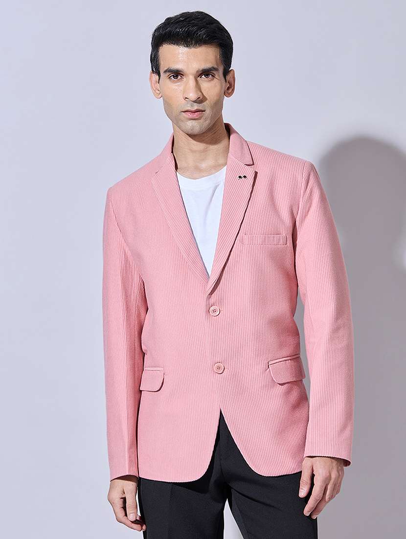 men solid lapel collar single breasted blazer - 22396303 -  Standard Image - 2