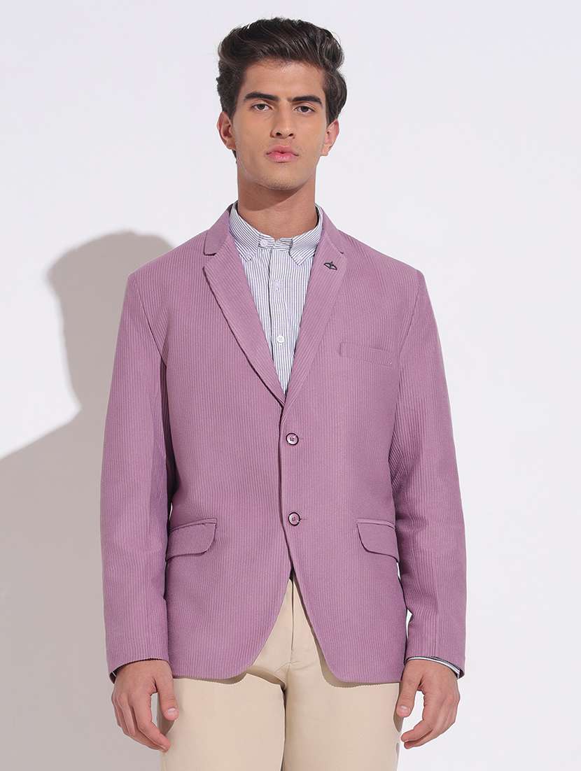 men solid lapel collar single breasted blazer - 22396304 -  Standard Image - 2