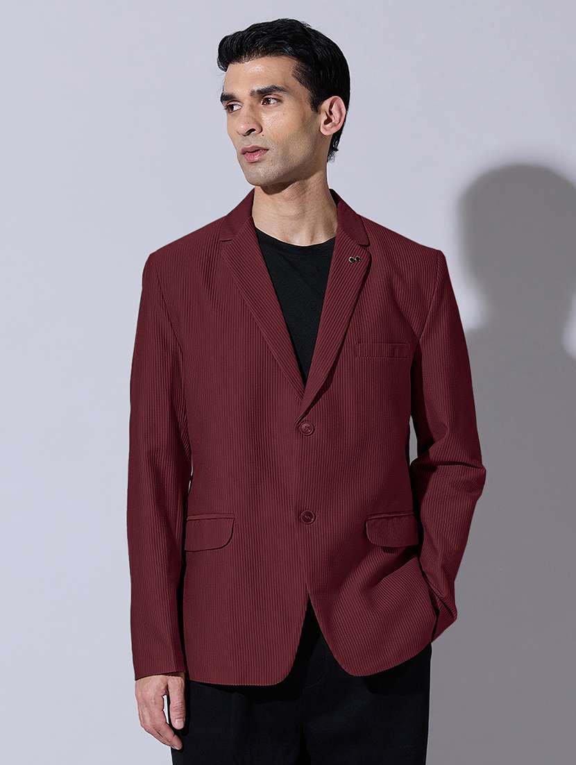 men solid lapel collar single breasted blazer - 22396306 -  Standard Image - 2