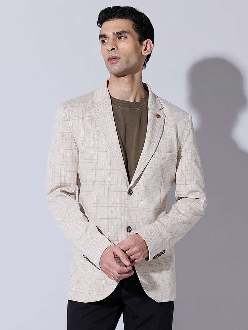 men checkered lapel collar single breasted blazer - 22396312 -  Standard Image - 2