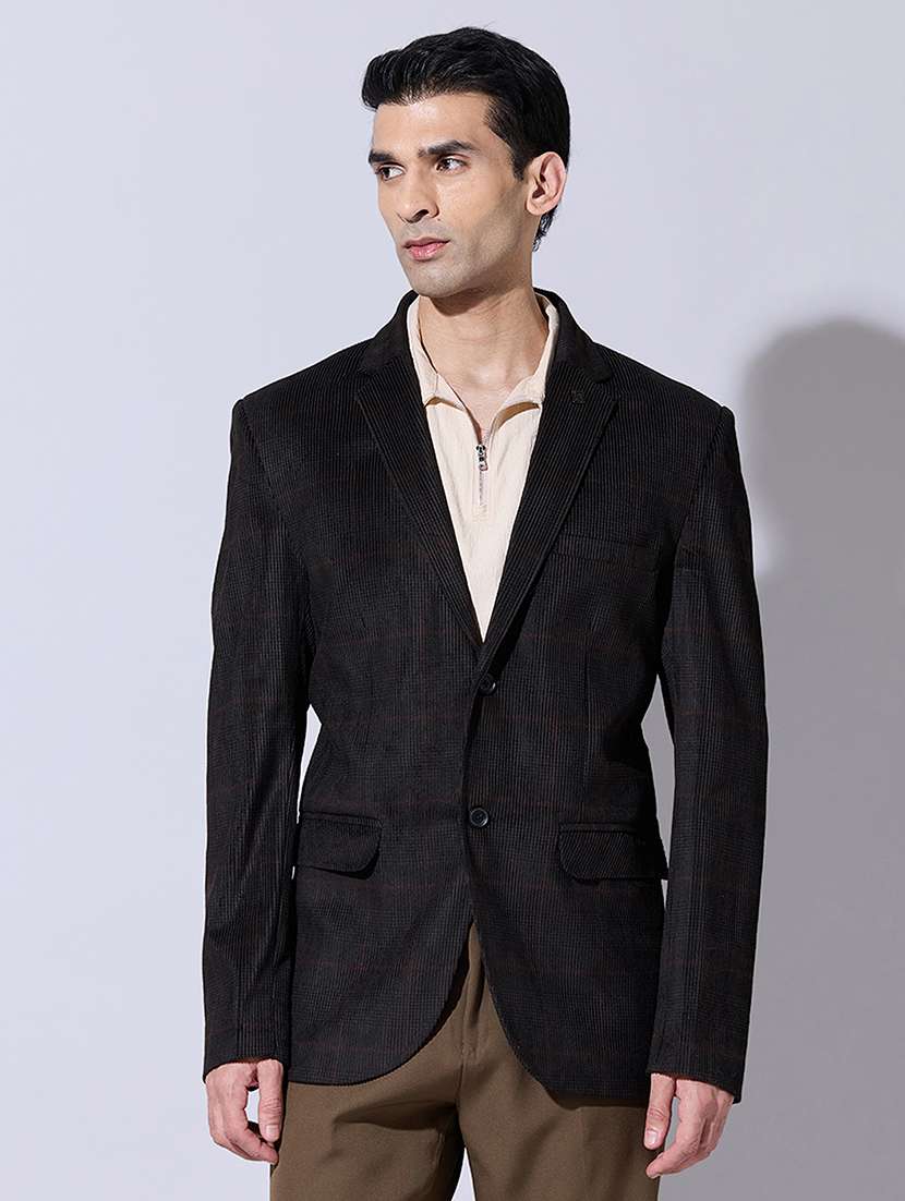 men checkered lapel collar single breasted blazer - 22396316 -  Standard Image - 2