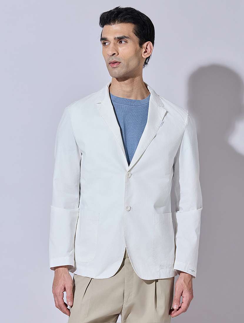 men solid lapel collar single breasted blazer - 22396324 -  Standard Image - 2