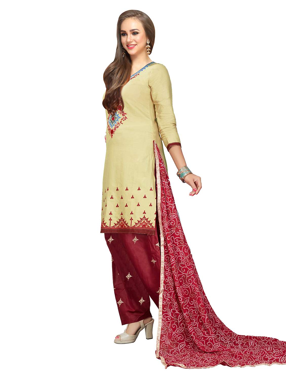 women solid with work unstitched suit set - 22396820 -  Standard Image - 2