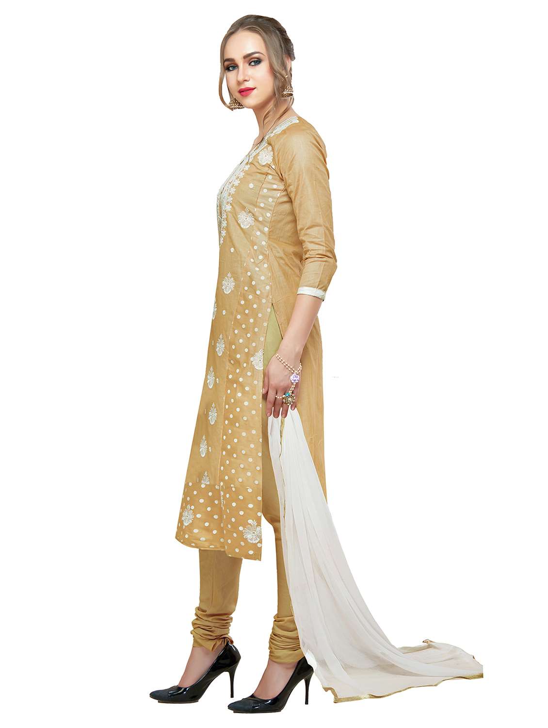 women solid with work unstitched suit set - 22396822 -  Standard Image - 2