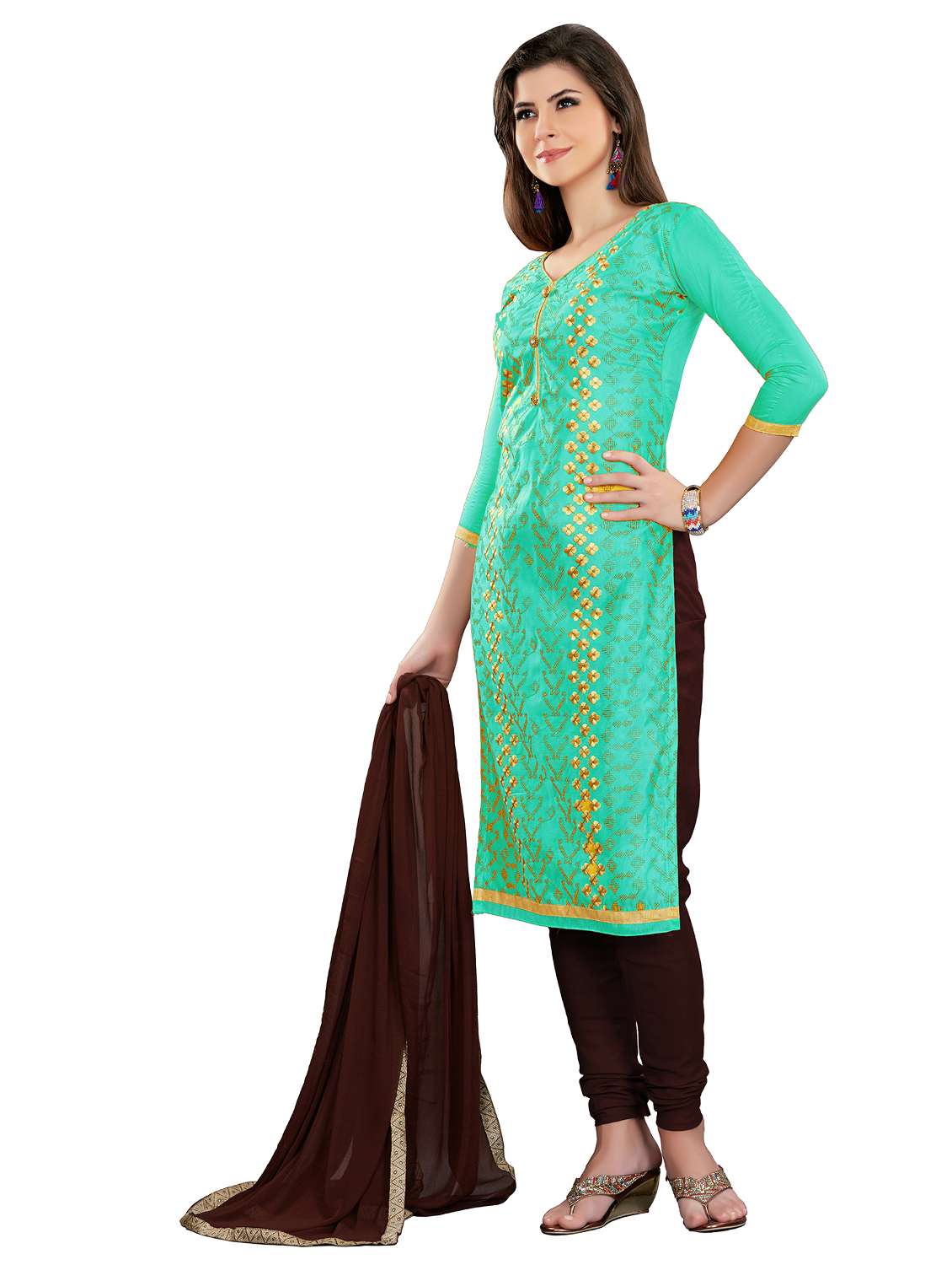 women solid with work unstitched suit set - 22396825 -  Standard Image - 2