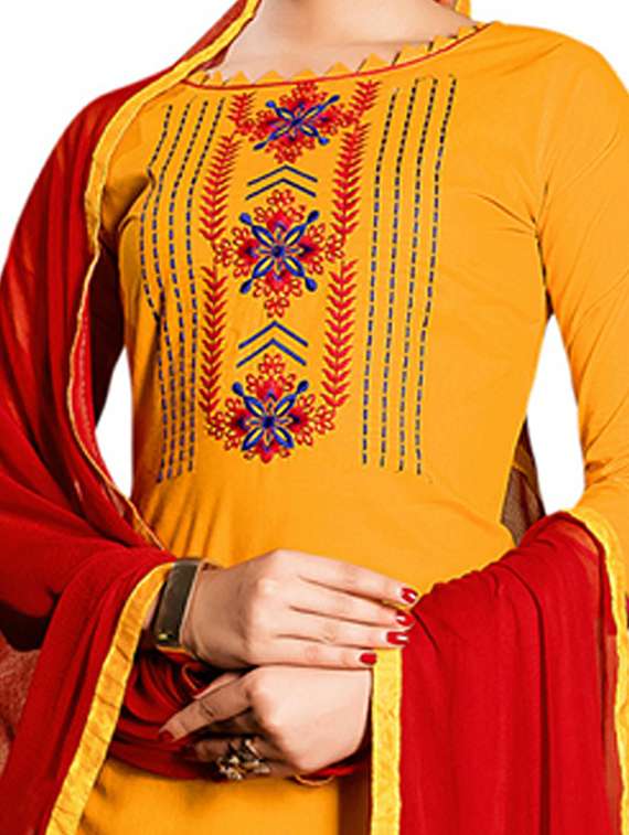 women solid with work unstitched suit set - 22396847 -  Standard Image - 2