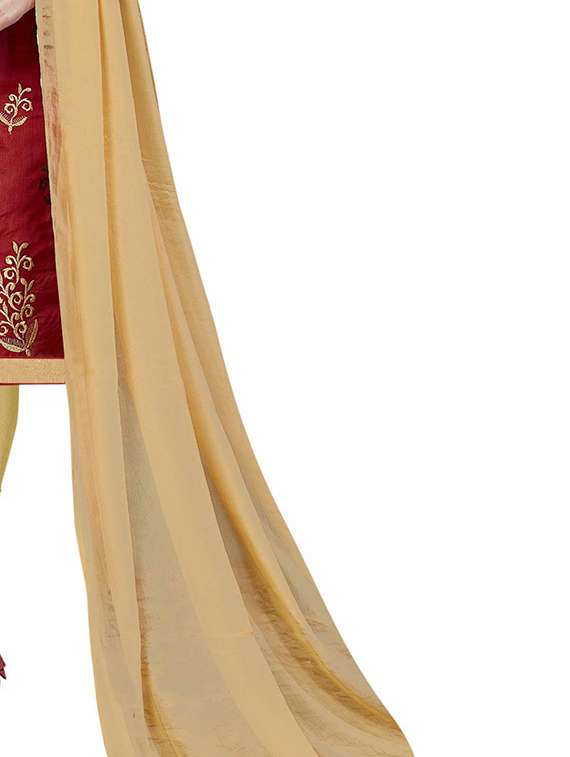 Women Solid With Work Unstitched Suit Set - 22396869 -  Standard Image - 2