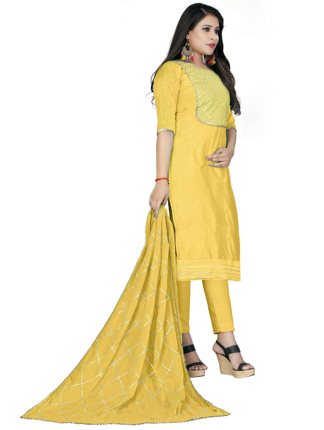 women solid with work unstitched suit set - 22396899 -  Standard Image - 2