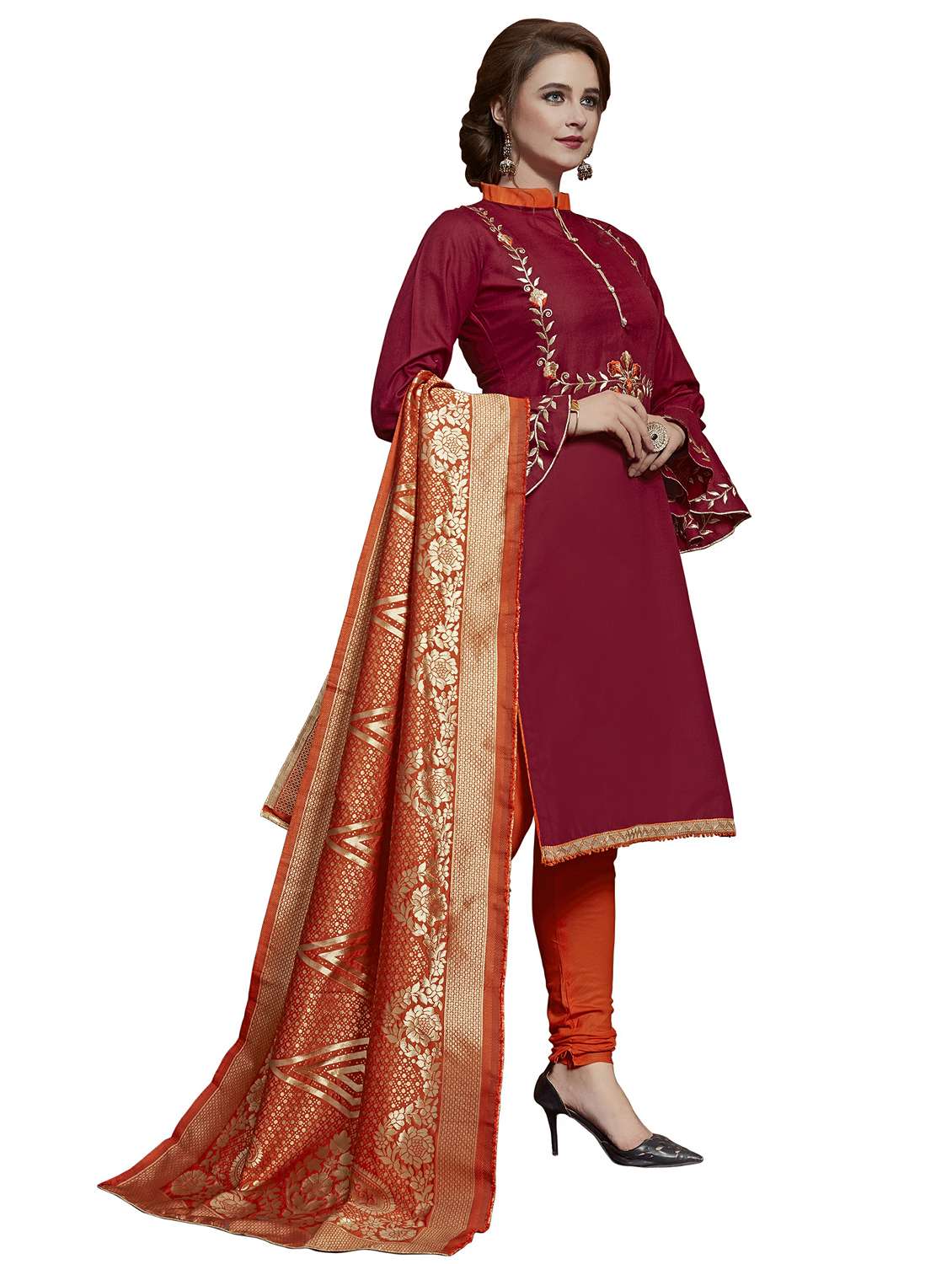 women solid with work unstitched suit set - 22396919 -  Standard Image - 2