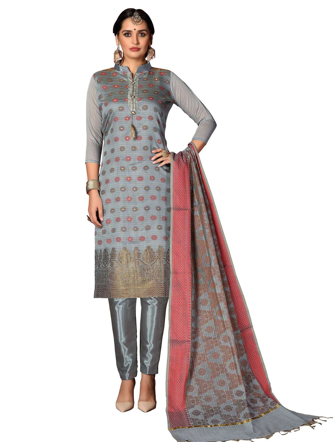 women self design unstitched suit set