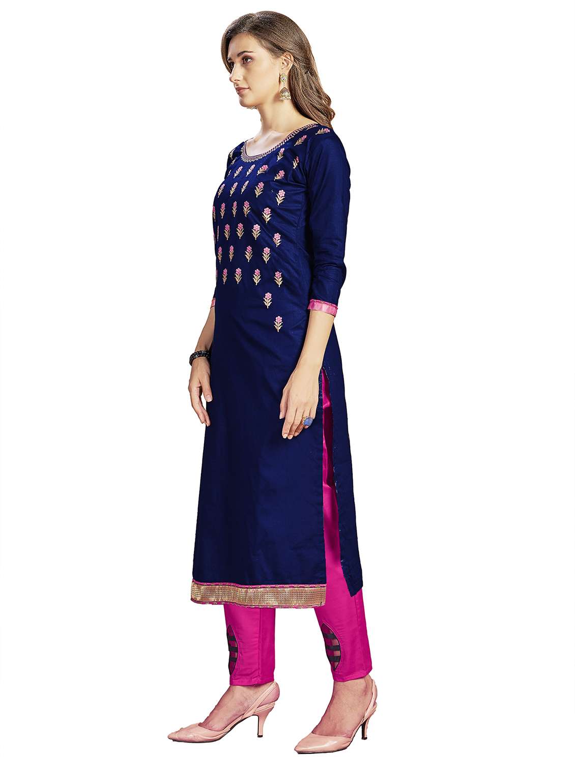 women solid with work unstitched suit set - 22396944 -  Standard Image - 2