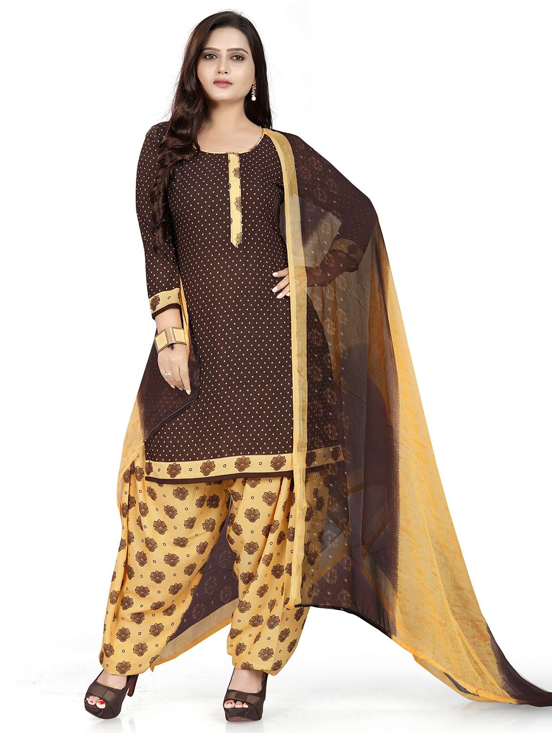 women printed unstitched suit set
