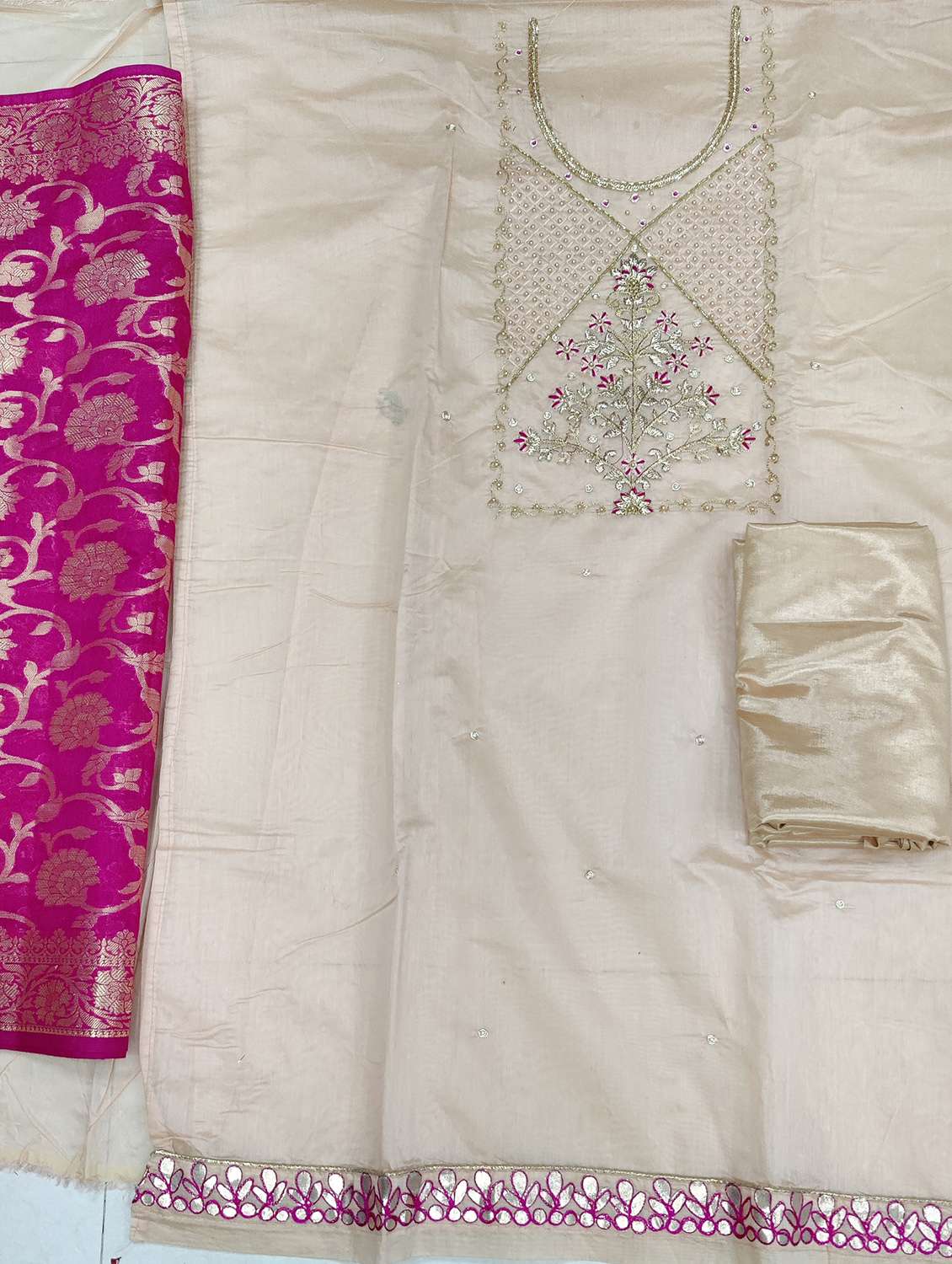 women solid with work unstitched suit set - 22397043 -  Standard Image - 2
