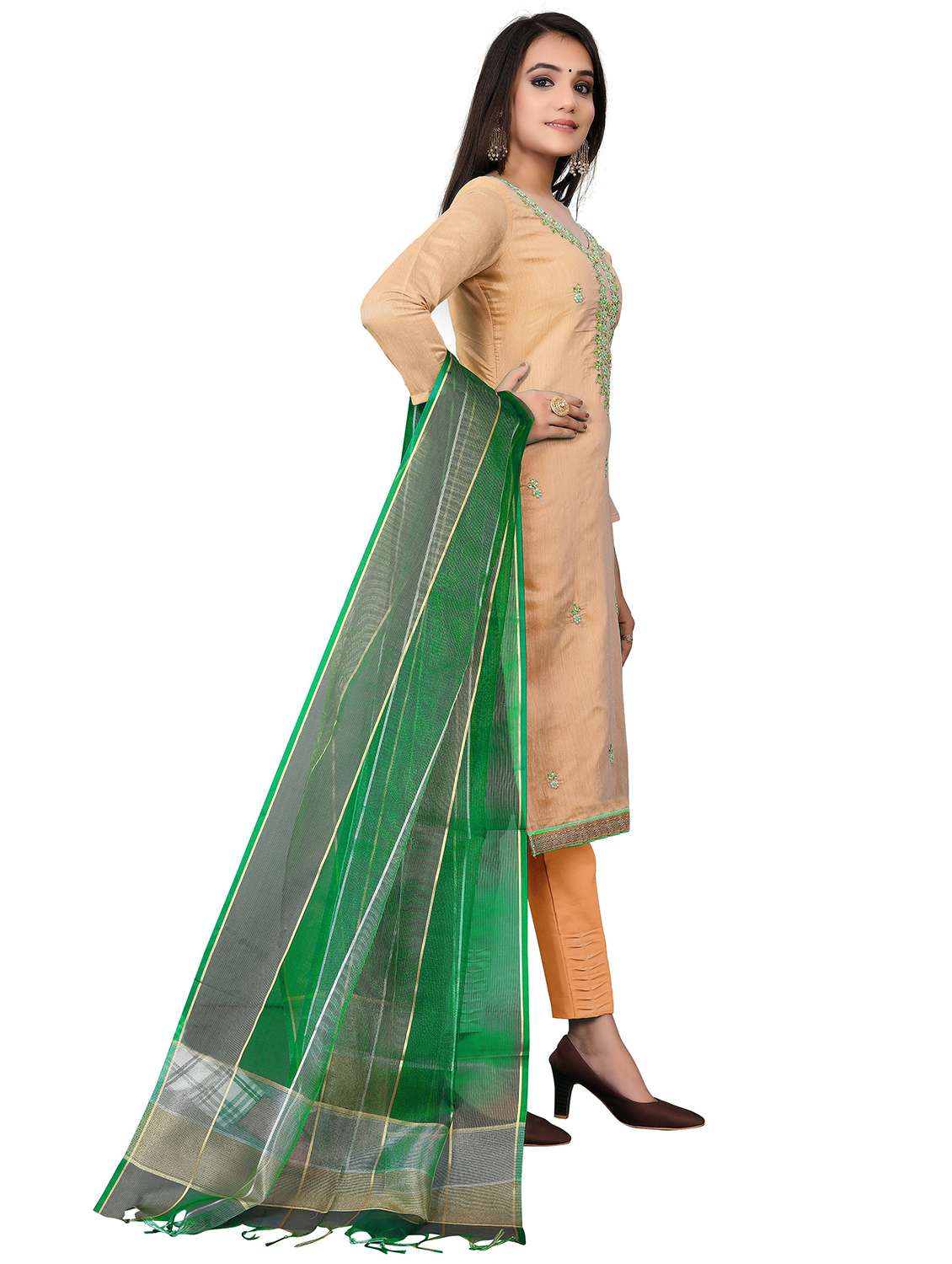 women solid with work unstitched suit set - 22397062 -  Standard Image - 2