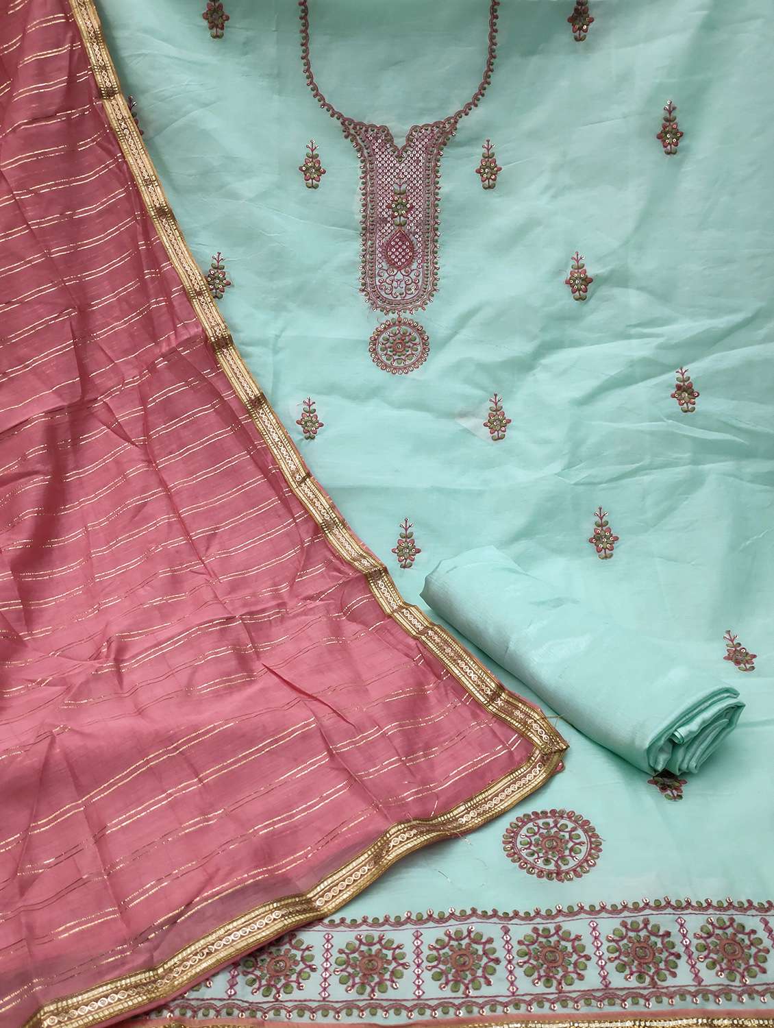 women solid with work unstitched suit set - 22397090 -  Standard Image - 2