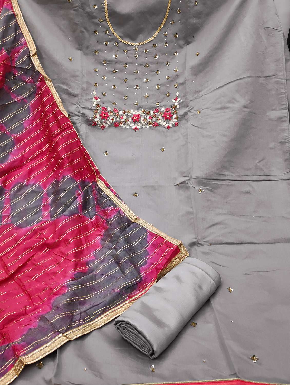 women solid with work unstitched suit set - 22397091 -  Standard Image - 2