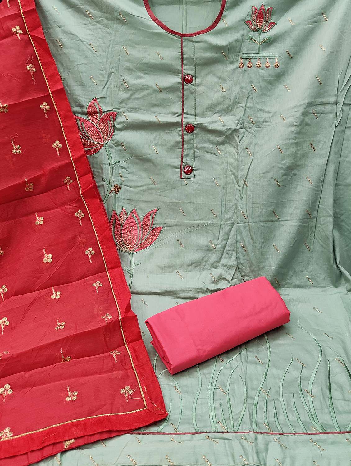 women solid with work unstitched suit set - 22397092 -  Standard Image - 2