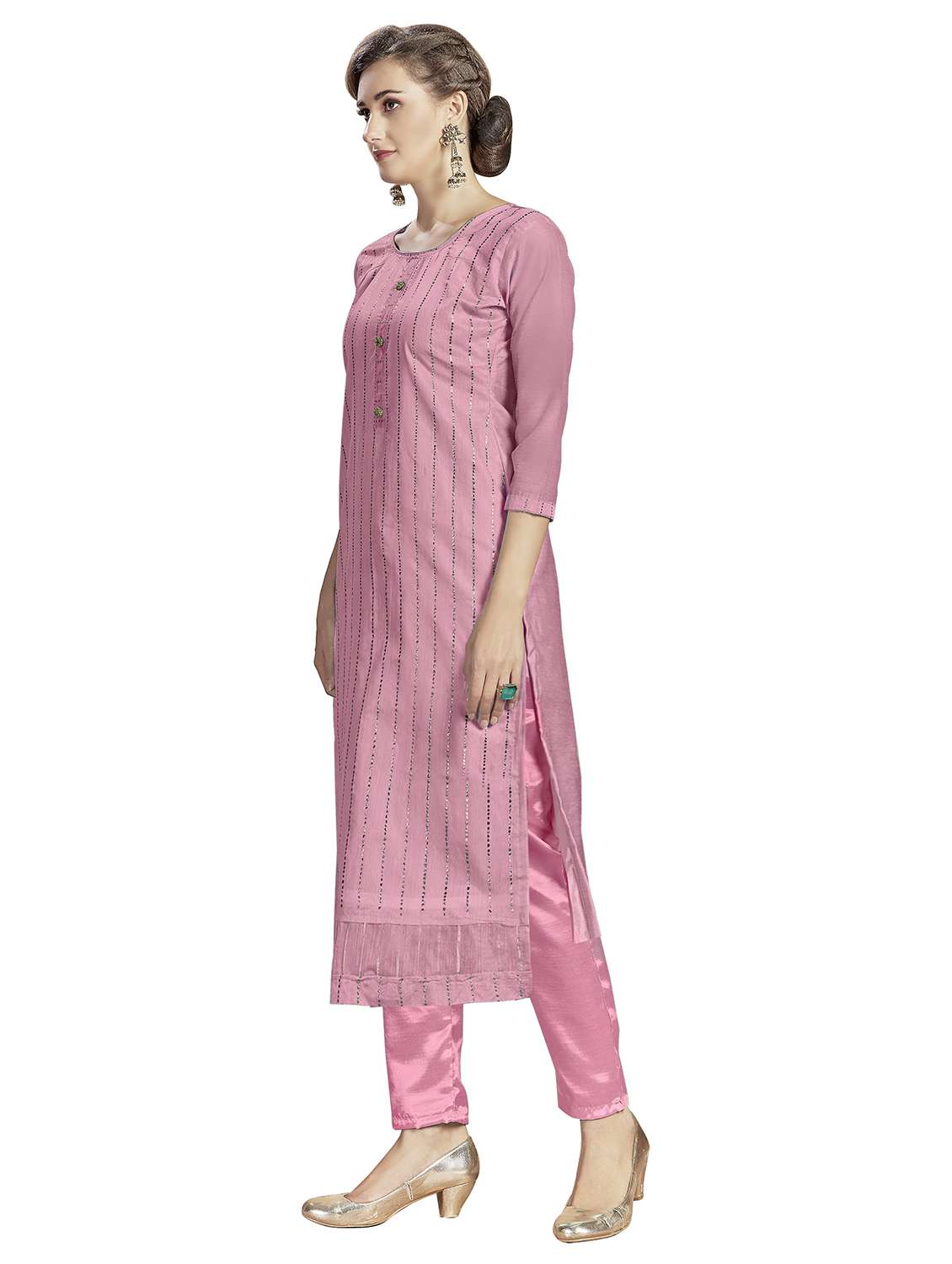women solid with work unstitched suit set - 22397097 -  Standard Image - 2