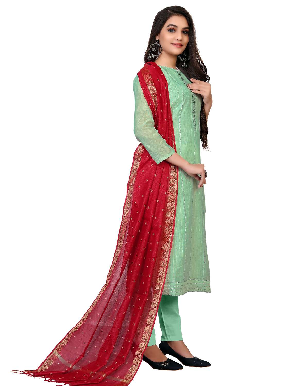 women solid with work unstitched suit set - 22397118 -  Standard Image - 2