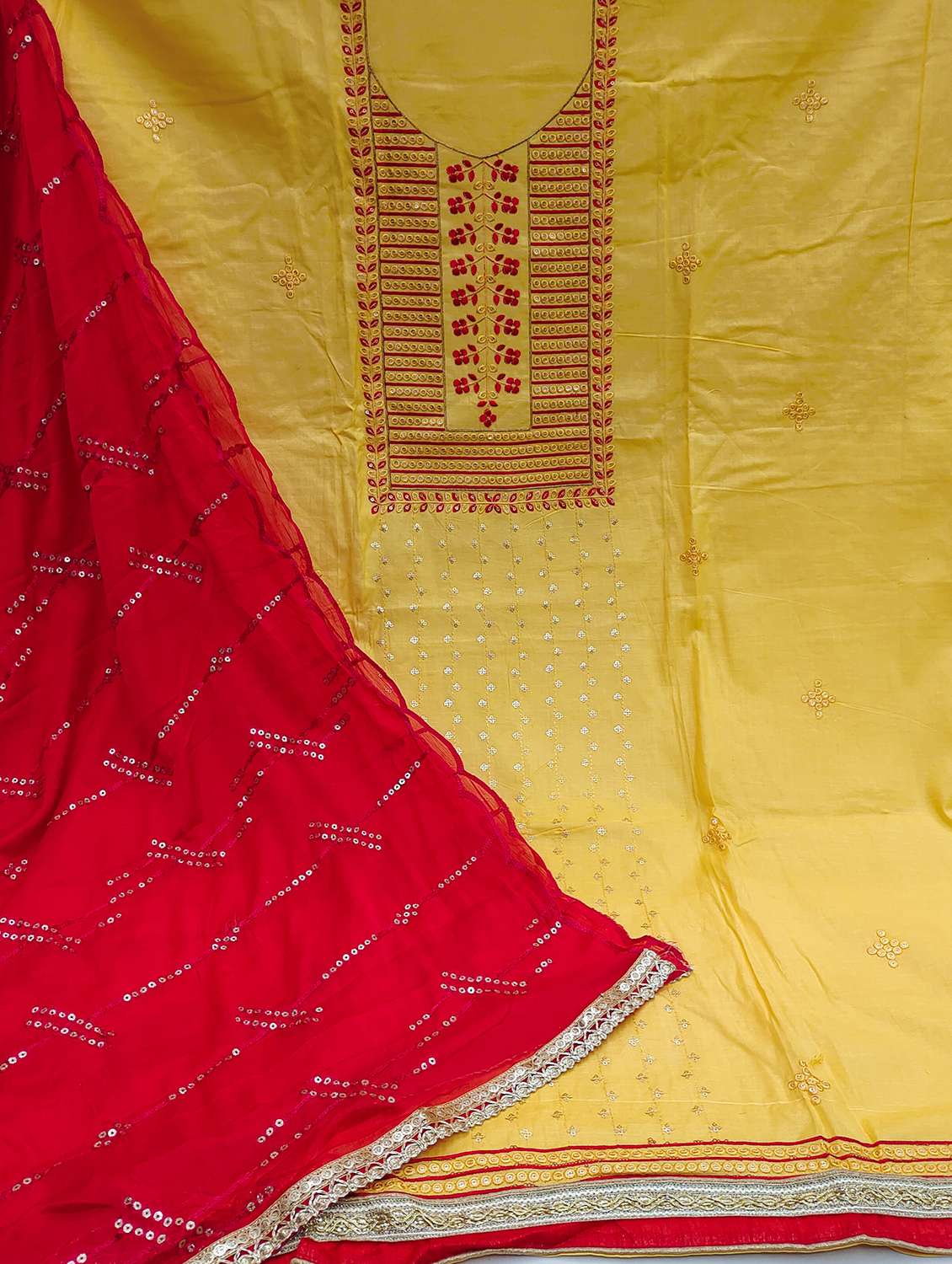 women solid with work unstitched suit set - 22397128 -  Standard Image - 2