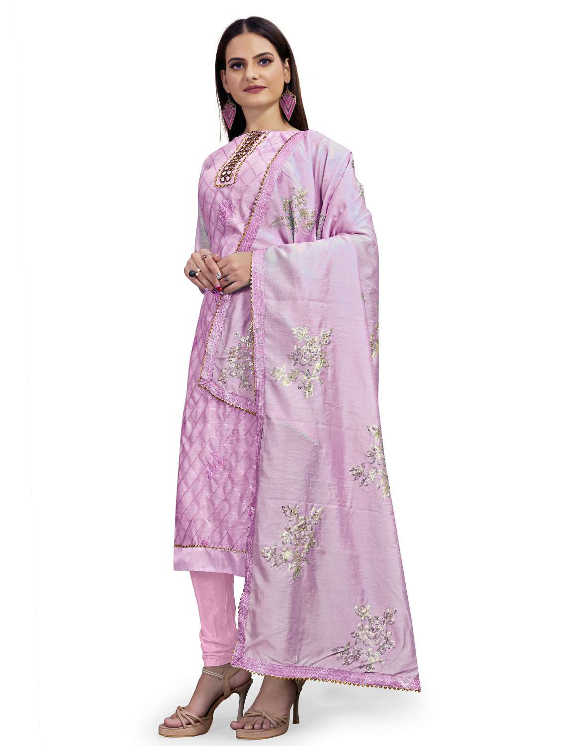 women solid with work unstitched suit set - 22397141 -  Standard Image - 2