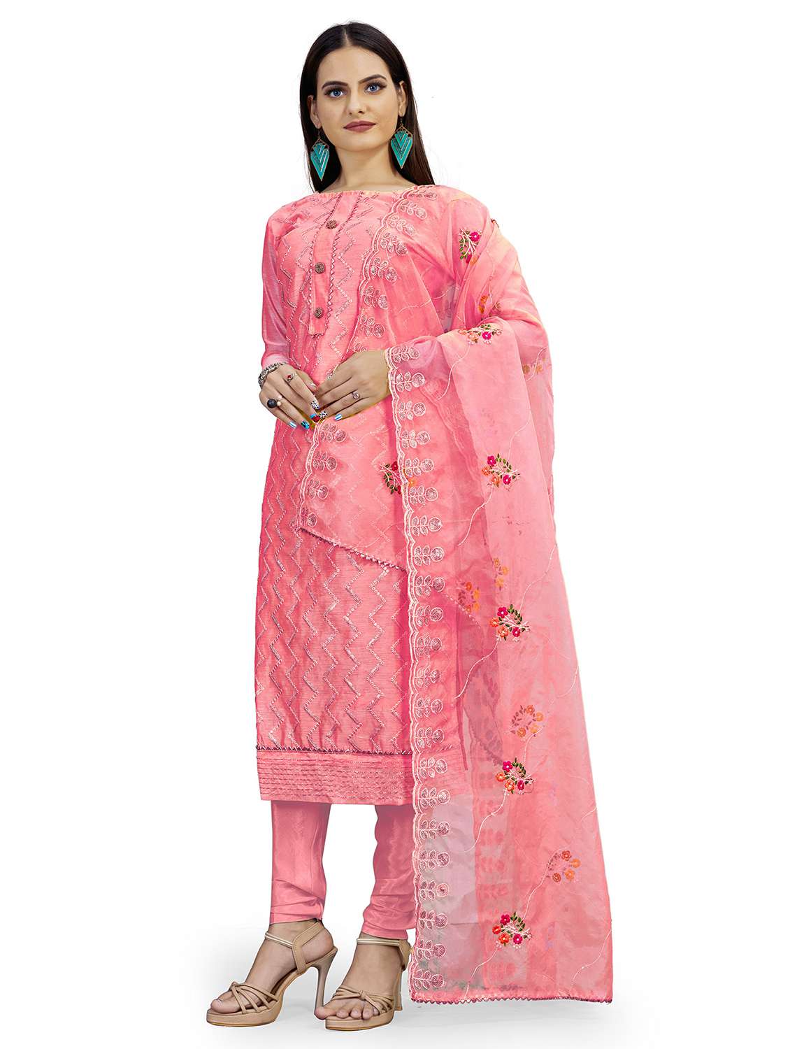 women solid with work unstitched suit set - 22397148 -  Standard Image - 2