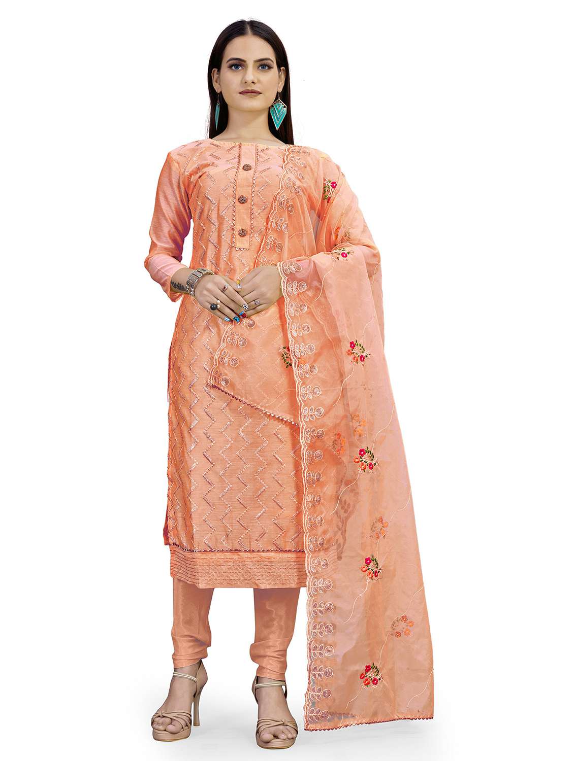women solid with work unstitched suit set - 22397149 -  Standard Image - 2