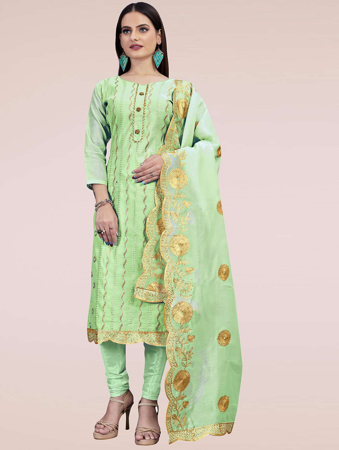 women solid with work unstitched suit set - 22397150 -  Standard Image - 2