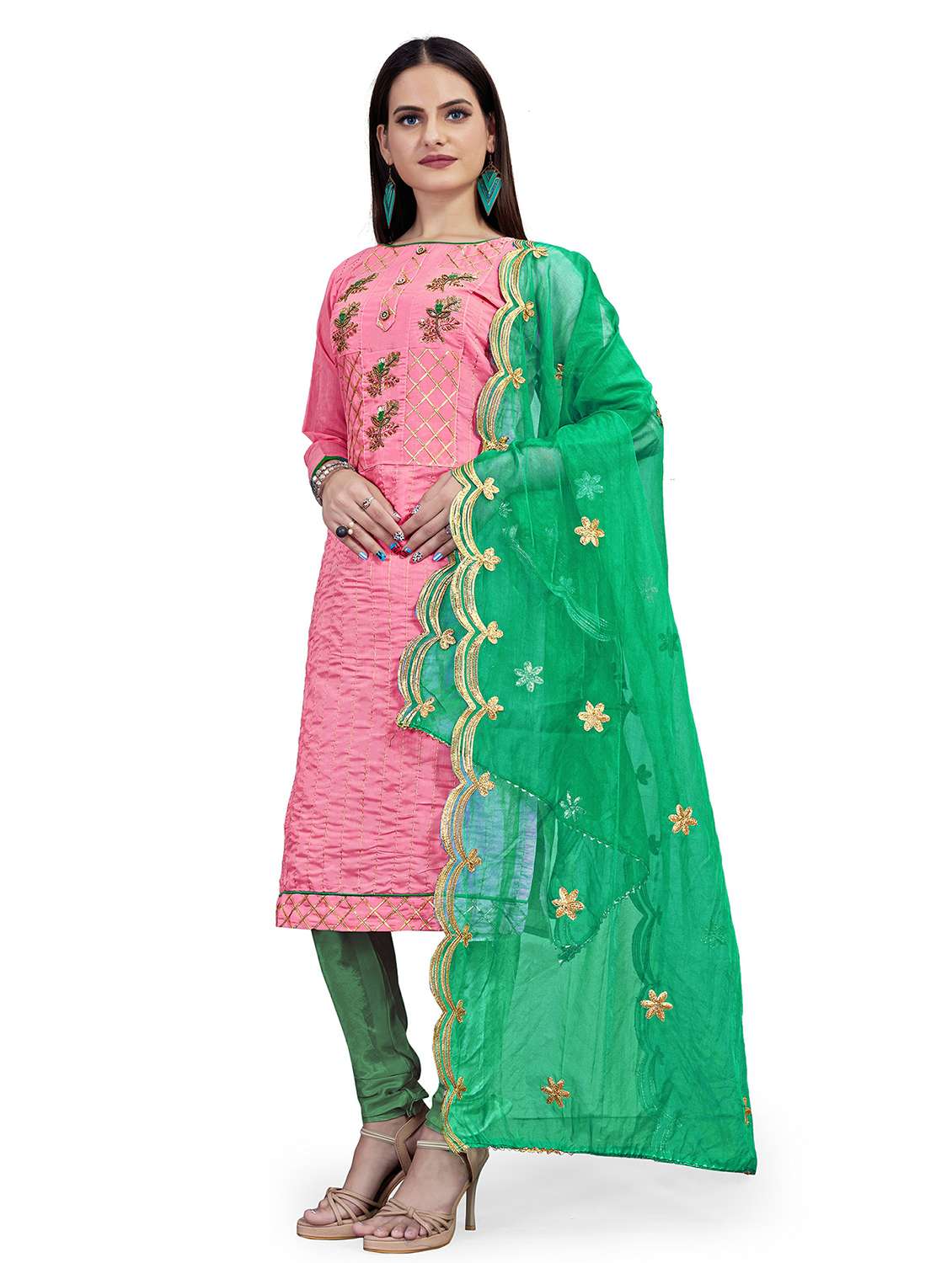 women solid with work unstitched suit set - 22397183 -  Standard Image - 2