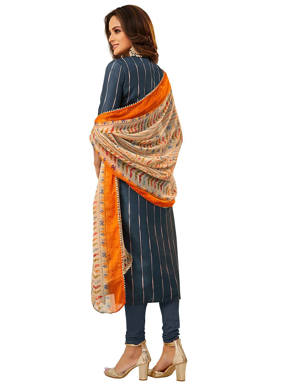 women striped unstitched suit set - 22397195 -  Standard Image - 2