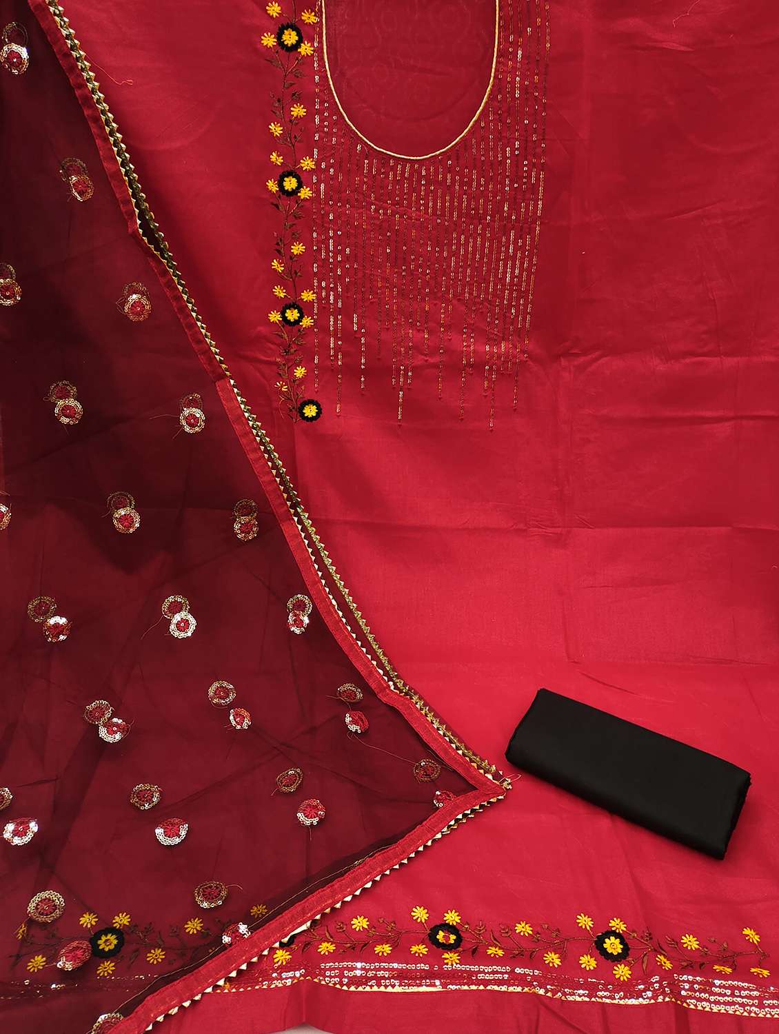 women solid with work unstitched suit set - 22397202 -  Standard Image - 2