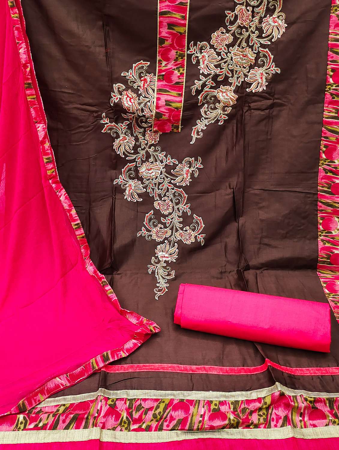 women solid with work unstitched suit set - 22397203 -  Standard Image - 2