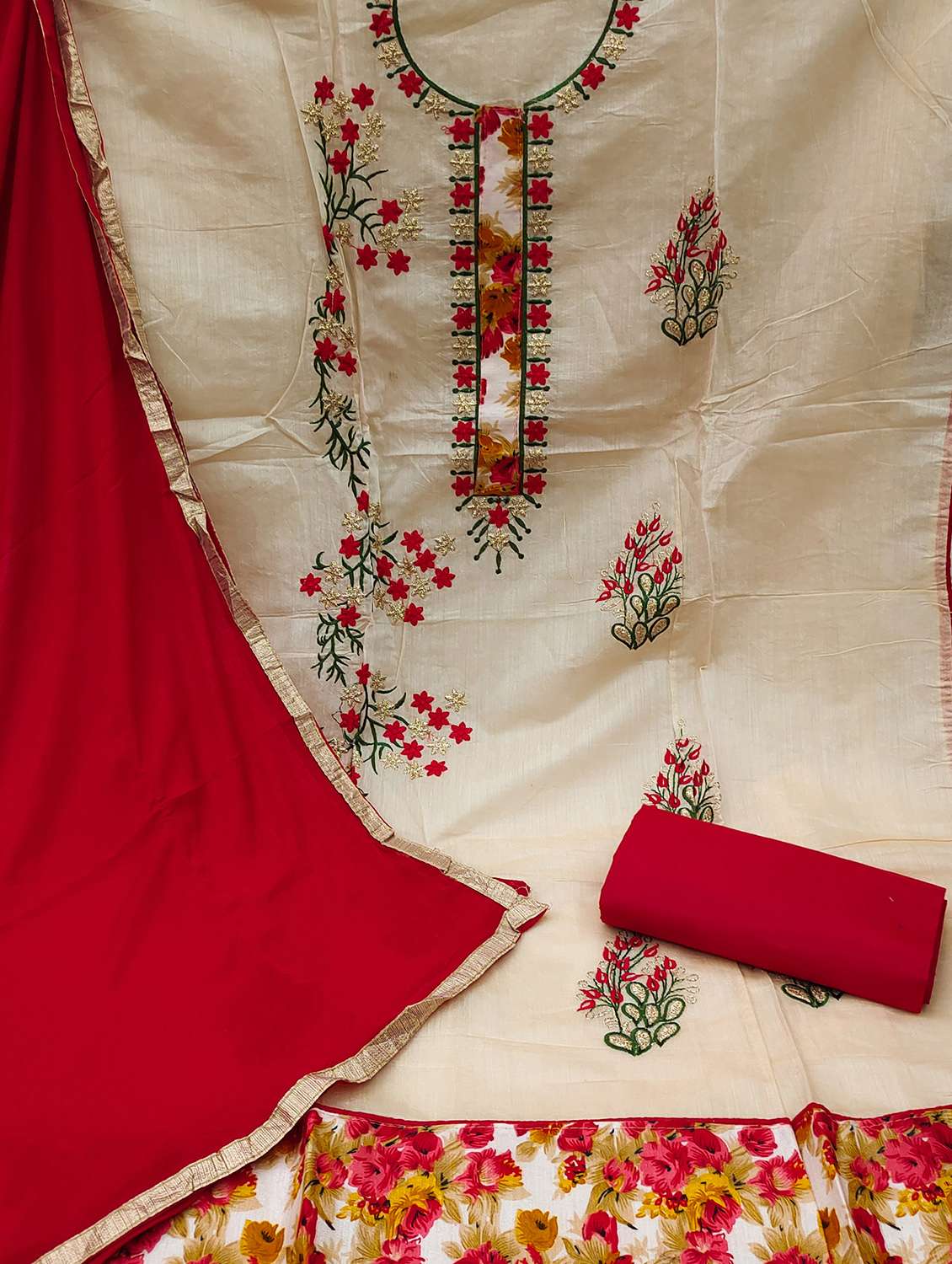 women solid with work unstitched suit set - 22397206 -  Standard Image - 2