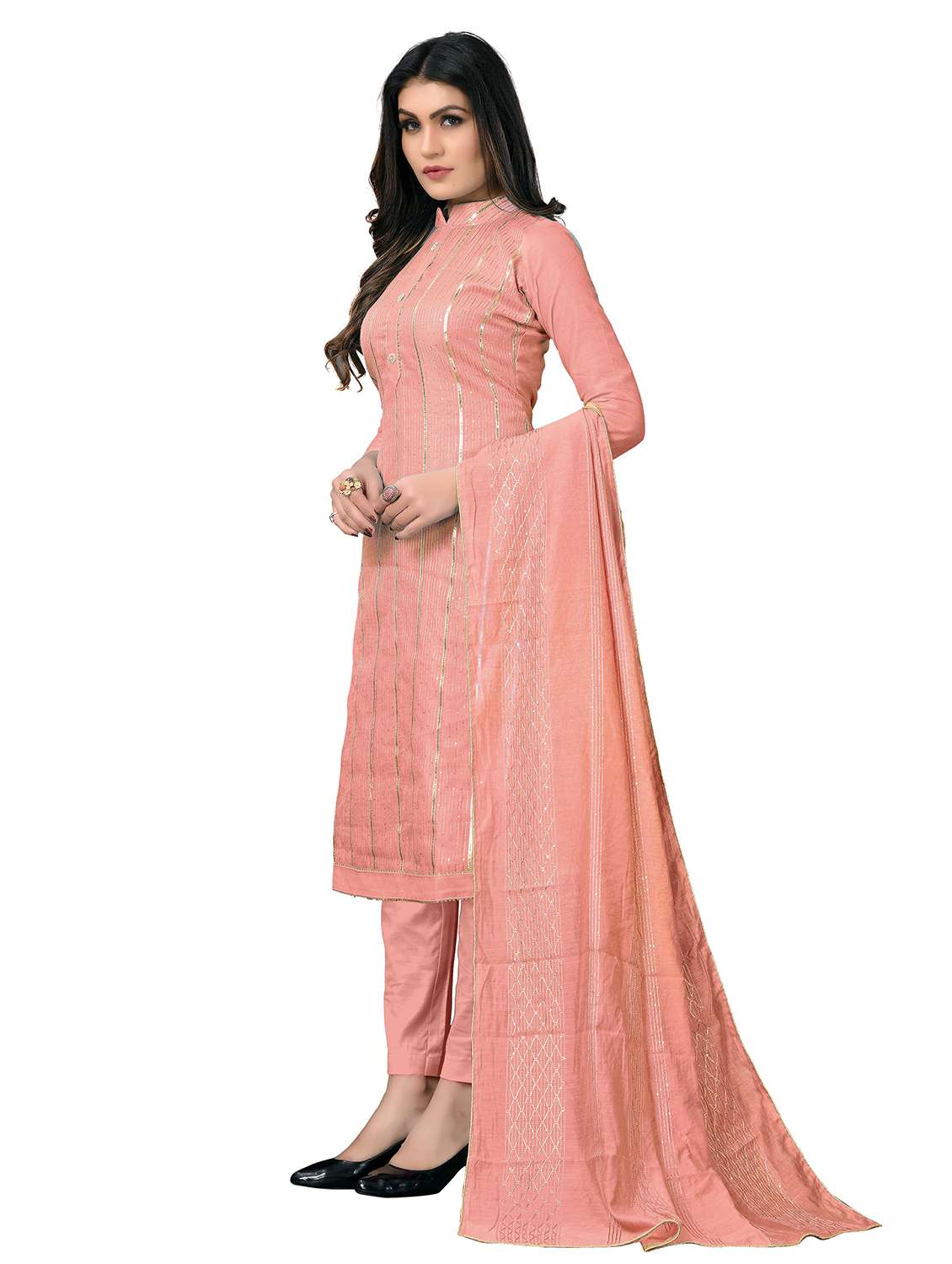 women solid with work unstitched suit set - 22397215 -  Standard Image - 2
