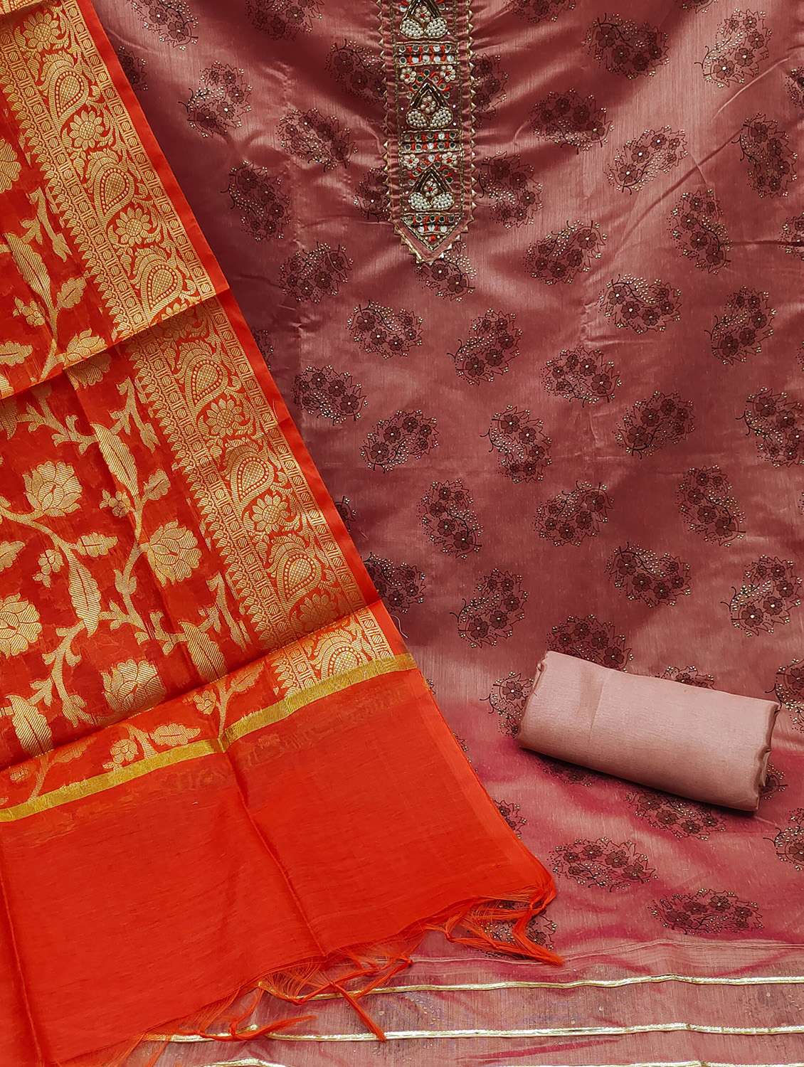 women solid with work unstitched suit set - 22397226 -  Standard Image - 2