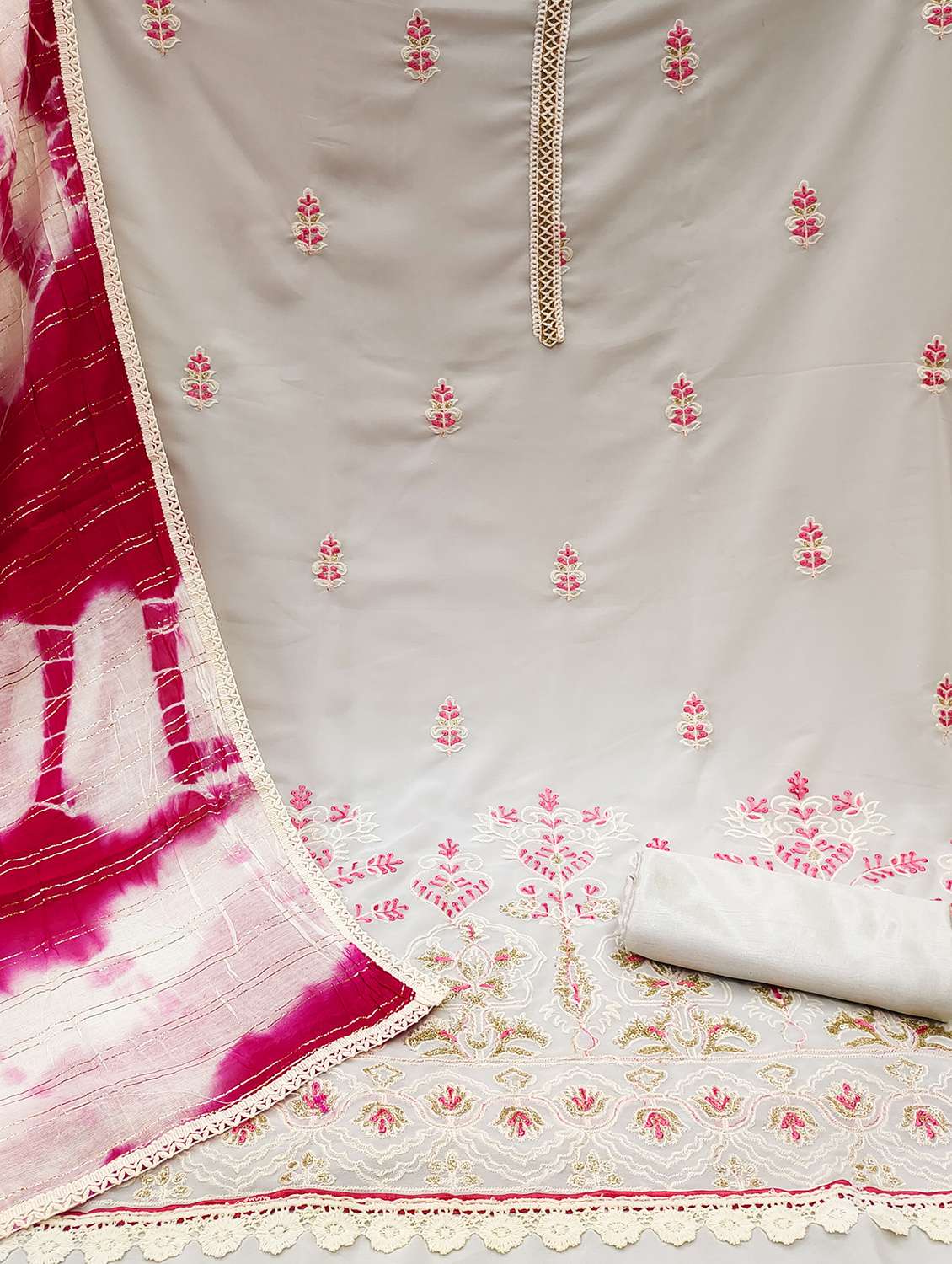 women solid with work unstitched suit set - 22397249 -  Standard Image - 2