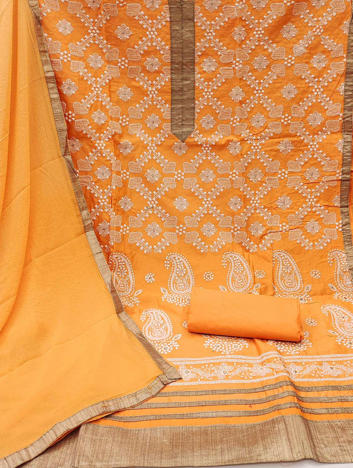 women solid with work unstitched suit set - 22397254 -  Standard Image - 2